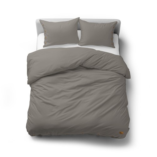 Pościel z Ozdobnymi Guzikami 160x200 + 2 Poszewki 100% Bawełna Pure Ciepłoszara Detexpol