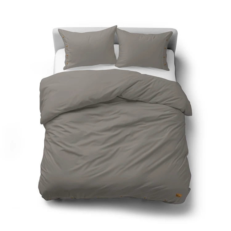 Pościel z Ozdobnymi Guzikami 160x200 + 2 Poszewki 100% Bawełna Pure Ciepłoszara Detexpol