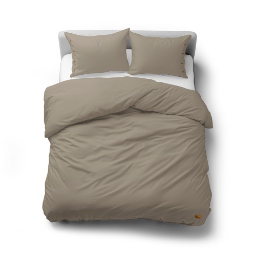 Pościel z Ozdobnymi Guzikami 160x200 + 2 Poszewki 100% Bawełna Pure Taupe Detexpol