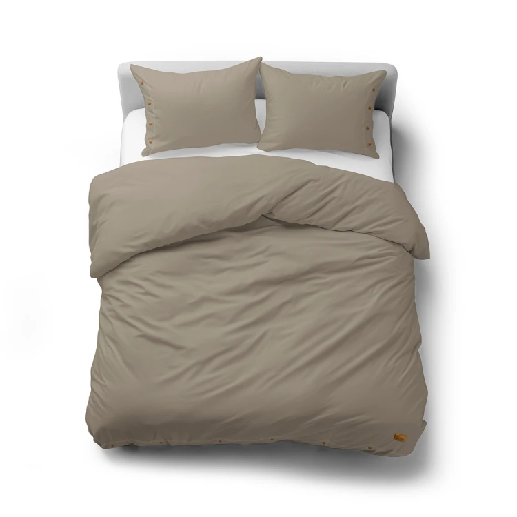 Pościel z Ozdobnymi Guzikami 160x200 + 2 Poszewki 100% Bawełna Pure Taupe Detexpol