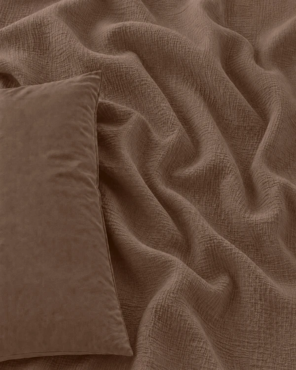 Pościel Muślinowa 220x200 + 2 Poszewki 100% Bawełna Mocha Detexpol