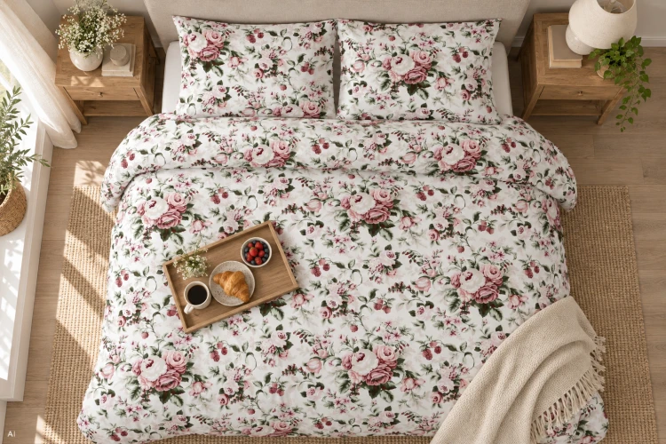 Pościel 140x200 + 2 Poszewki 100% Bawełna P1055 Harmony Collection Famitex