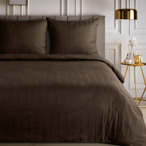 Pościel 220x200 + 2 Poszewki 100% Bawełna Verona Brązowa Eurofirany